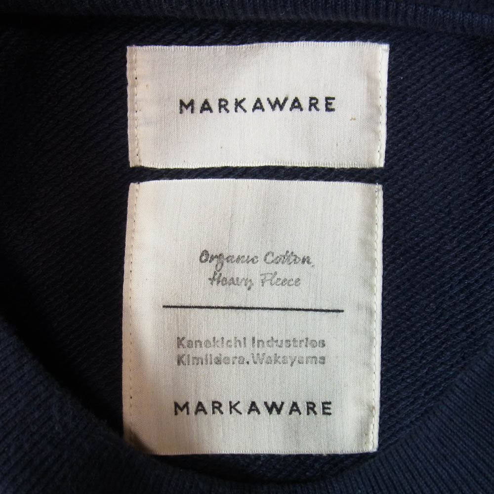 markaware マーカウェア A23C-05CS01C HUGE SWEAT ORGANIC COTTON HEAVY FLEECE ヒュージ オーガニックコットン ヘビーフリース クルーネック スウェット トレーナー ネイビー系 1【中古】