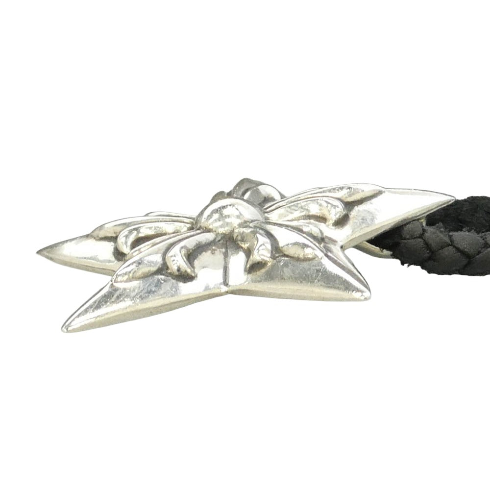 CHROME HEARTS クロムハーツ（原本有） STAR 5 POINT LEATHER BRAID ラージ 5ポイントスター レザーブレード ネックレス ブラック系 シルバー系【中古】