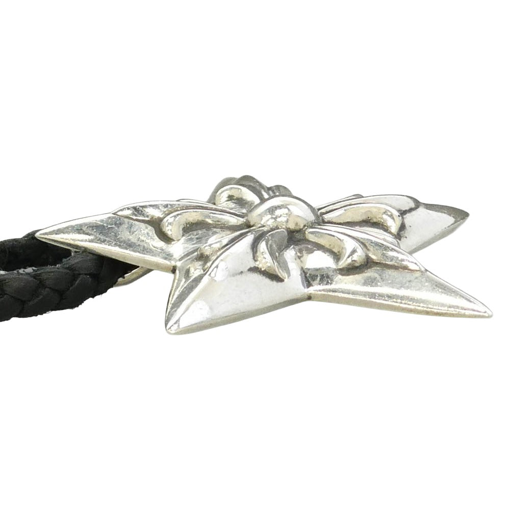 CHROME HEARTS クロムハーツ（原本有） STAR 5 POINT LEATHER BRAID ラージ 5ポイントスター レザーブレード ネックレス ブラック系 シルバー系【中古】