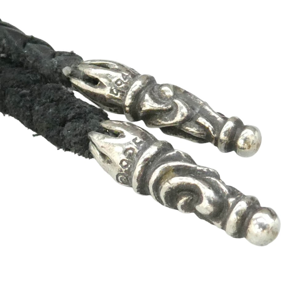 CHROME HEARTS クロムハーツ（原本有） STAR 5 POINT LEATHER BRAID ラージ 5ポイントスター レザーブレード ネックレス ブラック系 シルバー系【中古】