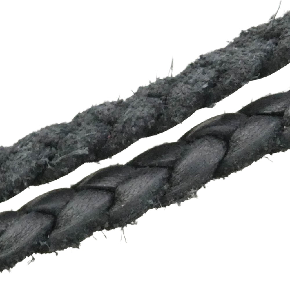 CHROME HEARTS クロムハーツ（原本有） STAR 5 POINT LEATHER BRAID ラージ 5ポイントスター レザーブレード ネックレス ブラック系 シルバー系【中古】