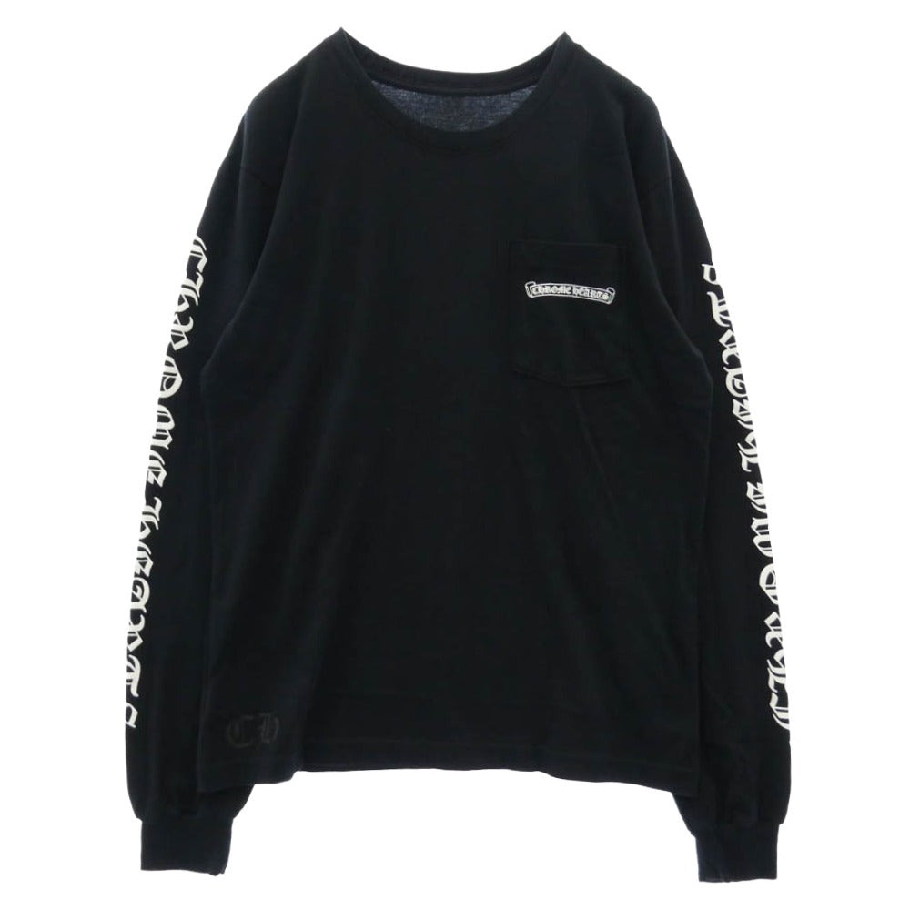 CHROME HEARTS クロムハーツ（原本無） Scroll Long Sleeve T-Shirt バックスクロールラベルプリント 袖ロゴ 長袖 Ｔシャツ ブラック系 M【中古】