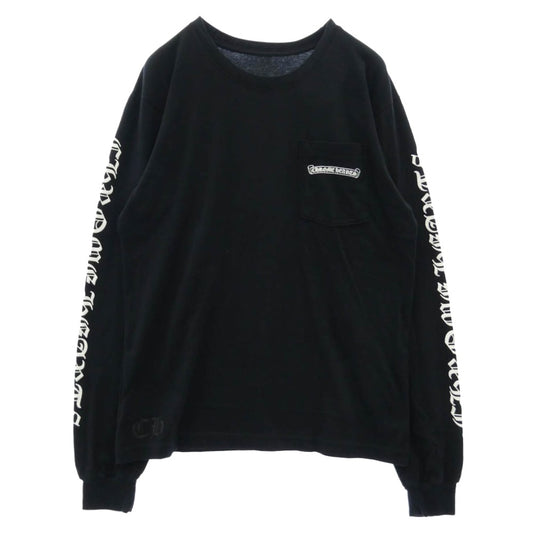 CHROME HEARTS クロムハーツ（原本無） Scroll Long Sleeve T-Shirt バックスクロールラベルプリント 袖ロゴ 長袖 Ｔシャツ ブラック系 M【中古】