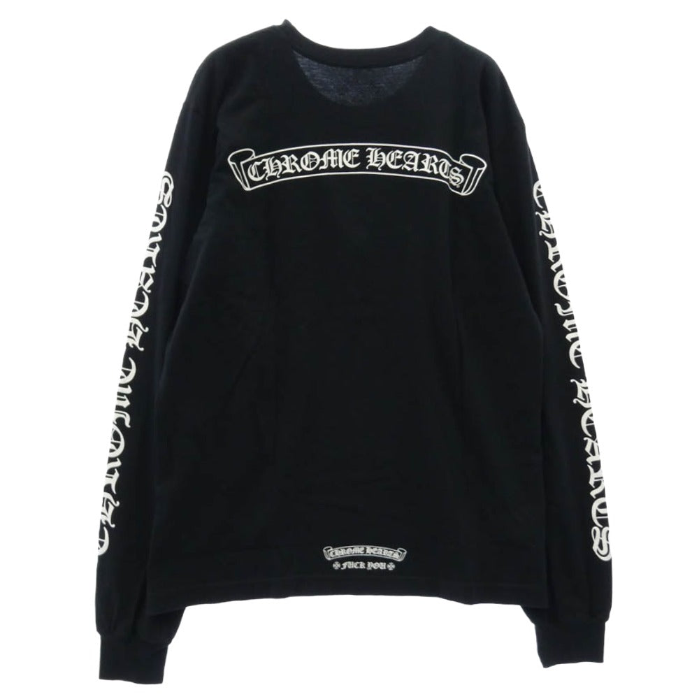 CHROME HEARTS クロムハーツ（原本無） Scroll Long Sleeve T-Shirt バックスクロールラベルプリント 袖ロゴ 長袖 Ｔシャツ ブラック系 M【中古】