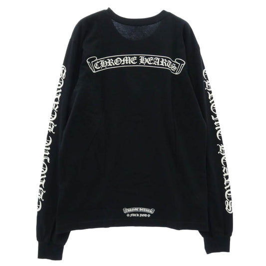 CHROME HEARTS クロムハーツ（原本無） Scroll Long Sleeve T-Shirt バックスクロールラベルプリント 袖ロゴ 長袖 Ｔシャツ ブラック系 M【中古】