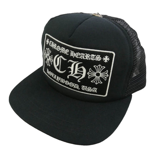 CHROME HEARTS クロムハーツ（原本無） TRACKER CAP HAT CHパッチ メッシュ トラッカー キャップ 帽子 ブラック系 ONESIZE 53-60【中古】
