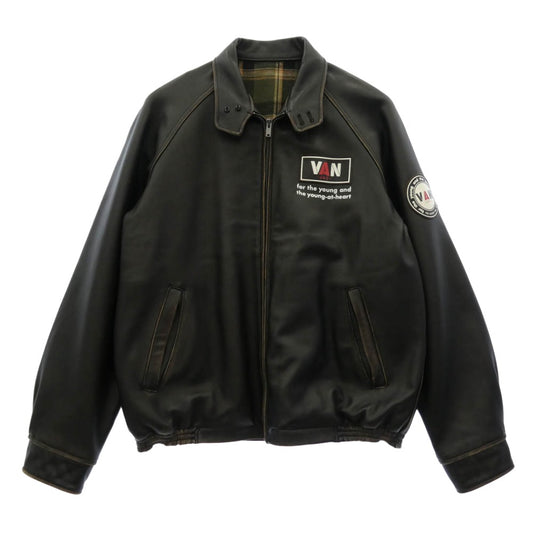 ヴァンヂャケット JK-13901 オールレザー スウィングトップ ヴィンテージ加工 ラムレザージャケット ブラック系 L【美品】【中古】