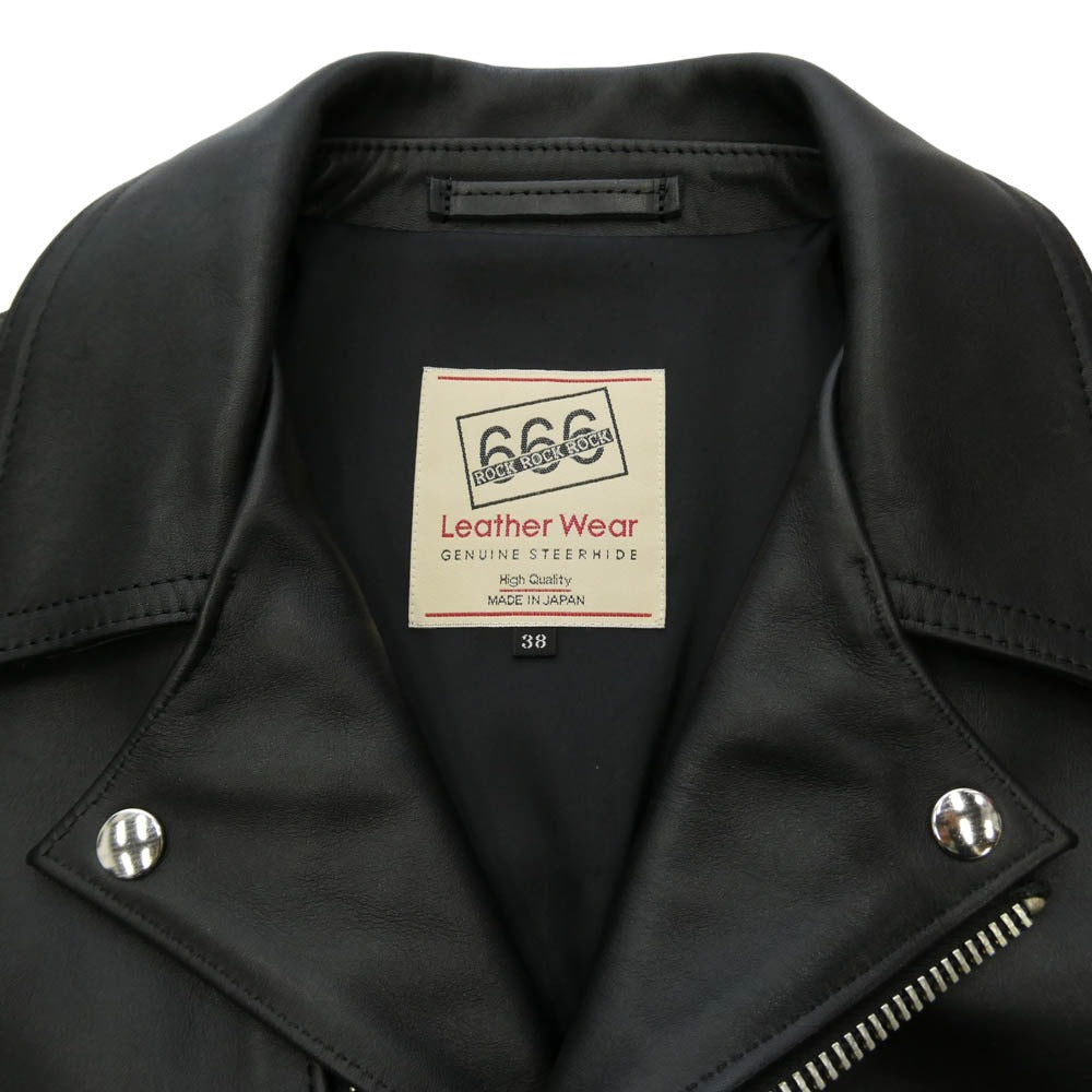 トリプルシックス LJM-27TF プレーンバックサイドベルト ライダース ジャケット ステアハイド ブラック系 38【極上美品】【中古】