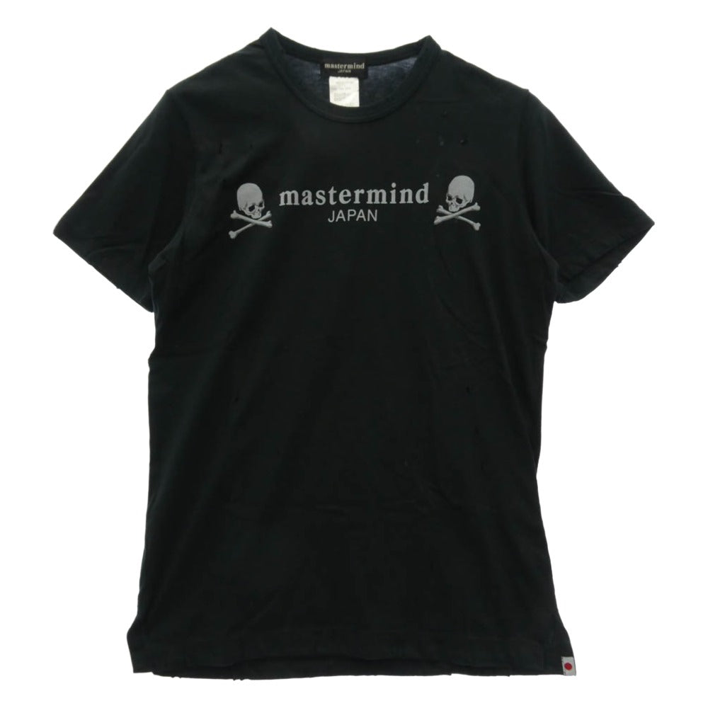 mastermind JAPAN マスターマインドジャパン スカルプリント クラッシュ加工 ロゴプリント 半袖 Tシャツ ブラック系 S【中古】
