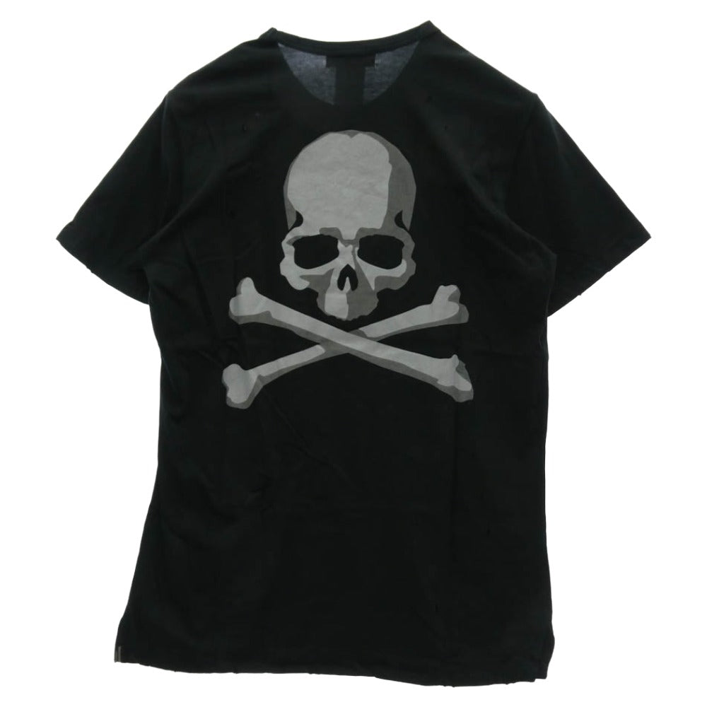 mastermind JAPAN マスターマインドジャパン スカルプリント クラッシュ加工 ロゴプリント 半袖 Tシャツ ブラック系 S【中古】