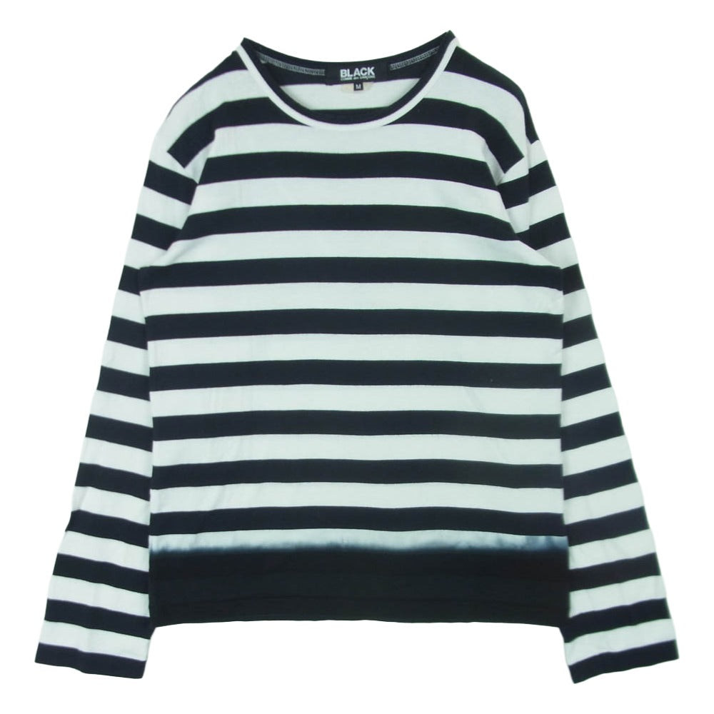 BLACK COMME des GARCONS ブラックコムデギャルソン 1F-T013 AD2015 グラデーション ボーダー 長袖 Tシャツ ロンT カットソー ブラック系 ホワイト系 M【中古】