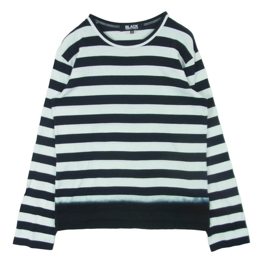 BLACK COMME des GARCONS ブラックコムデギャルソン 1F-T013 AD2015 グラデーション ボーダー 長袖 Tシャツ ロンT カットソー ブラック系 ホワイト系 M【中古】