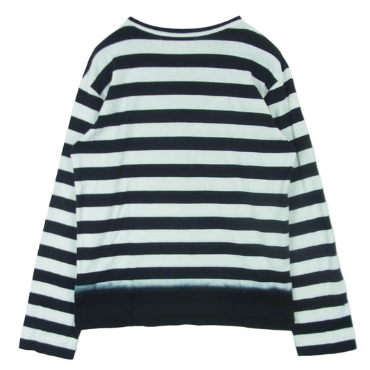 BLACK COMME des GARCONS ブラックコムデギャルソン 1F-T013 AD2015 グラデーション ボーダー 長袖 Tシャツ ロンT カットソー ブラック系 ホワイト系 M【中古】