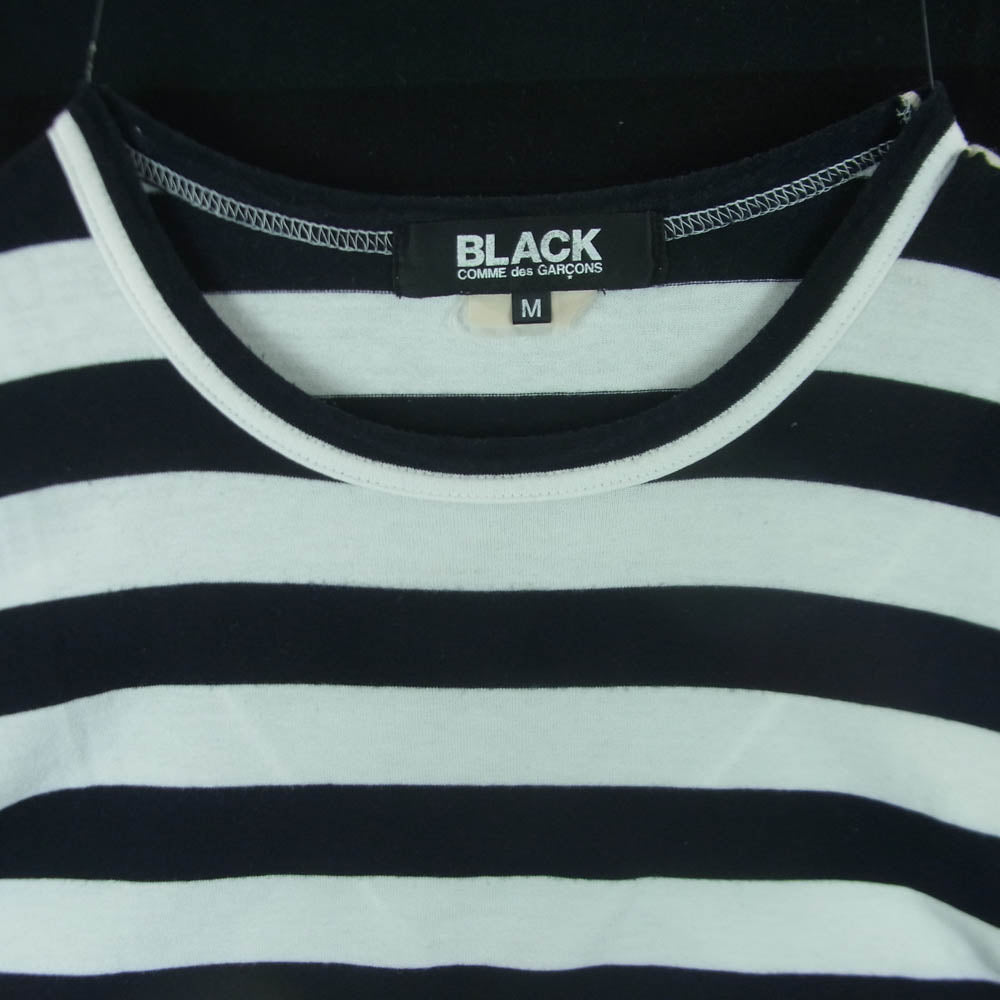 BLACK COMME des GARCONS ブラックコムデギャルソン 1F-T013 AD2015 グラデーション ボーダー 長袖 Tシャツ ロンT カットソー ブラック系 ホワイト系 M【中古】