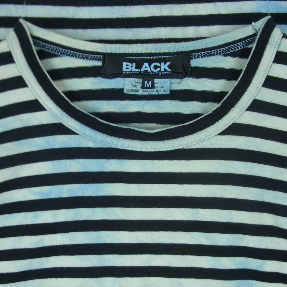 BLACK COMME des GARCONS ブラックコムデギャルソン 1C-T009 AD2015 製品染め ボーダー 長袖 Tシャツ ロンT カットソー ブラック系 ホワイト系 M【中古】