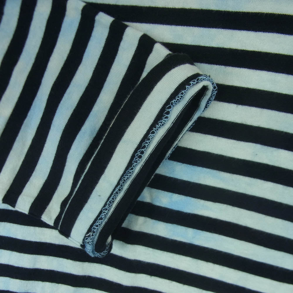 BLACK COMME des GARCONS ブラックコムデギャルソン 1C-T009 AD2015 製品染め ボーダー 長袖 Tシャツ ロンT カットソー ブラック系 ホワイト系 M【中古】