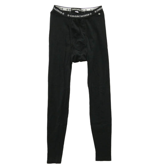 CHROME HEARTS クロムハーツ（原本無） ロゴ刺? ホースシュー プリント レギンス タイツ ブラック系 L【中古】
