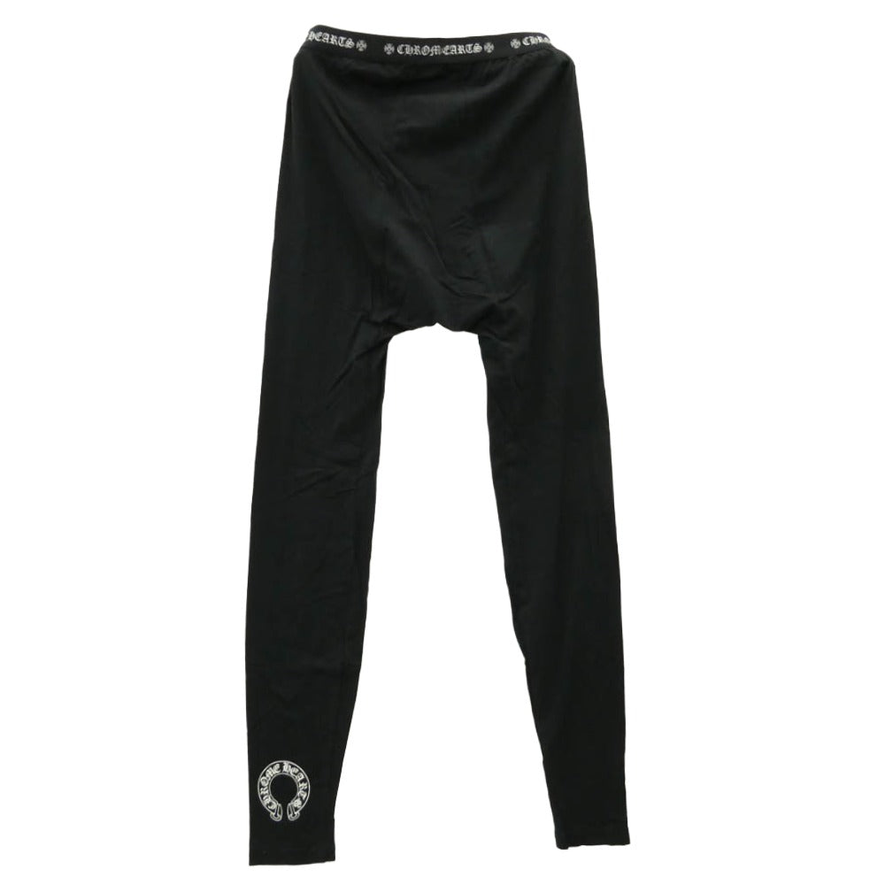 CHROME HEARTS クロムハーツ（原本無） ロゴ刺? ホースシュー プリント レギンス タイツ ブラック系 L【中古】