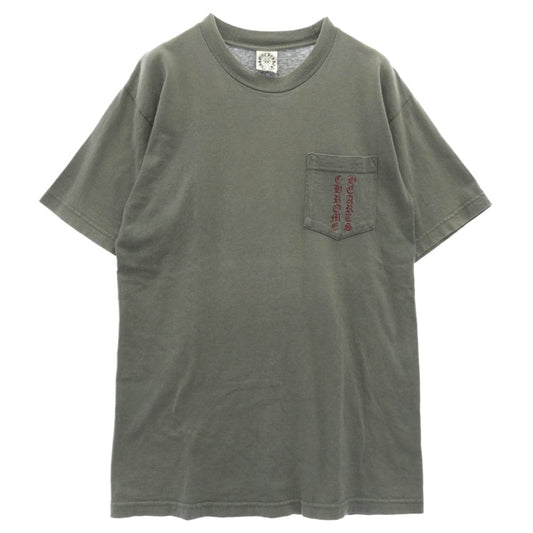 CHROME HEARTS クロムハーツ（原本無） old intellectual gallery GALF 別注 オールド スター バックプリント ポケット スクロールラベルロゴ Tシャツ 半袖 カットソー グレー系 M【中古】
