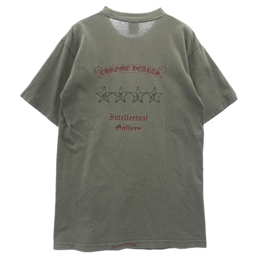 CHROME HEARTS クロムハーツ（原本無） old intellectual gallery GALF 別注 オールド スター バックプリント ポケット スクロールラベルロゴ Tシャツ 半袖 カットソー グレー系 M【中古】