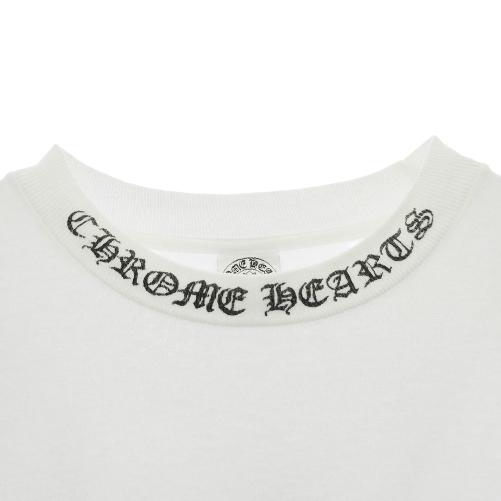 CHROME HEARTS クロムハーツ（原本無） Horseshoe Neck Logo Print S/S T-Shirt Back Floral Cross Print old バックフローラルクロス ホースシュー ネックロゴ オールド 半袖 Tシャツ ホワイト系 M【中古】