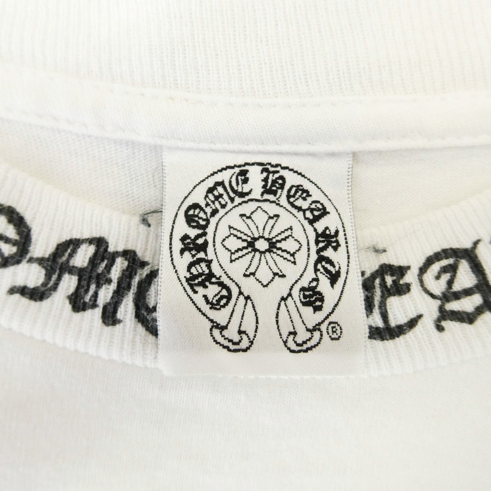 CHROME HEARTS クロムハーツ（原本無） Horseshoe Neck Logo Print S/S T-Shirt Back Floral Cross Print old バックフローラルクロス ホースシュー ネックロゴ オールド 半袖 Tシャツ ホワイト系 M【中古】