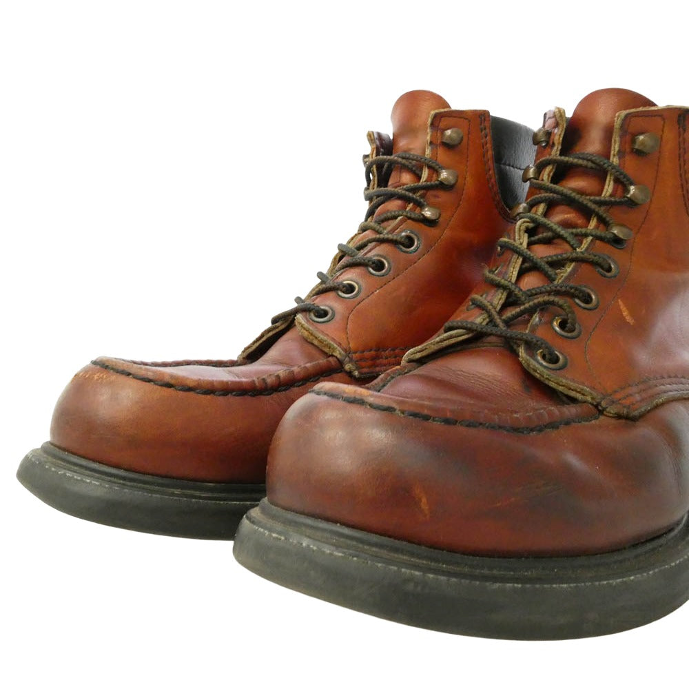 RED WING レッドウィング 8804 USA製 刺繍羽根タグ スーパーソール 6インチ モックトゥ ブーツ 赤茶 ブラウン系 8.5【中古】