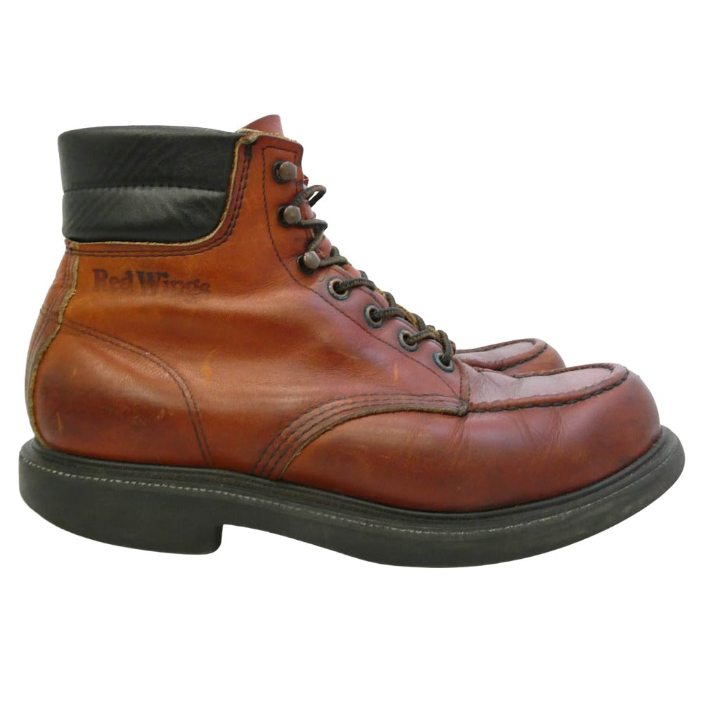 RED WING レッドウィング 8804 USA製 刺繍羽根タグ スーパーソール 6インチ モックトゥ ブーツ 赤茶 ブラウン系 8.5【中古】