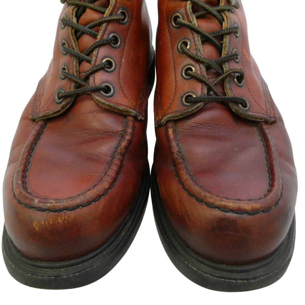 RED WING レッドウィング 8804 USA製 刺繍羽根タグ スーパーソール 6インチ モックトゥ ブーツ 赤茶 ブラウン系 8.5【中古】