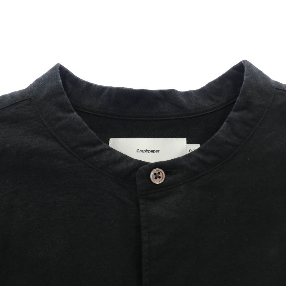 GRAPHPAPER グラフペーパー 26SS GM261-50022B Oxford L/S Oversized Band Collar Shirt オックスフォード オーバーサイズ バンドカラー 長袖 シャツ ブラック系 0/S【美品】【中古】