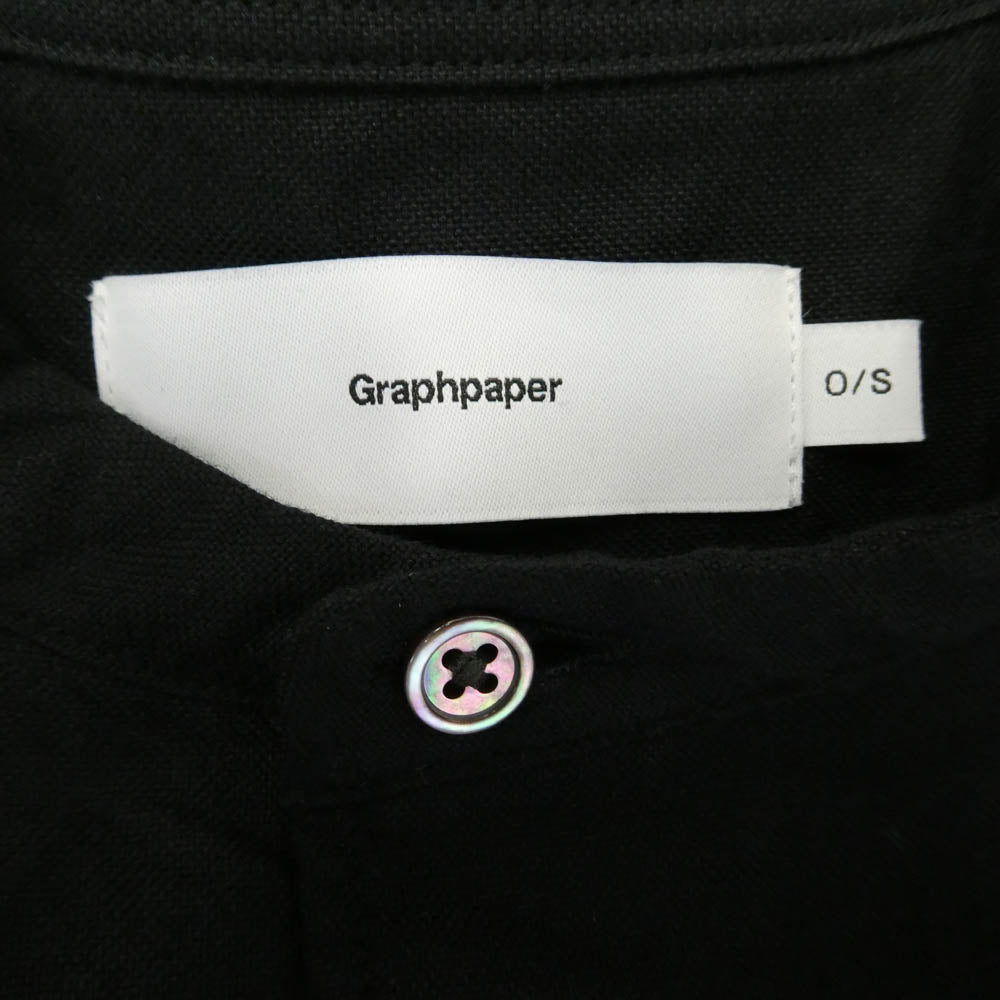 GRAPHPAPER グラフペーパー 26SS GM261-50022B Oxford L/S Oversized Band Collar Shirt オックスフォード オーバーサイズ バンドカラー 長袖 シャツ ブラック系 0/S【美品】【中古】