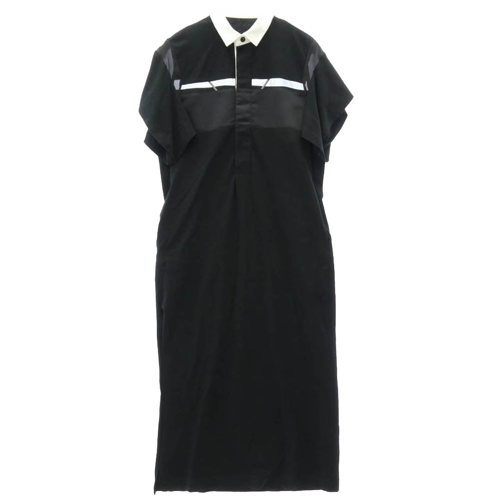 Sacai サカイ 26SS 26-08351 Cotton Jersey Dress コットンジャージ― シャツカラー 襟付き ワンピース ドレス ブラック系 2【中古】
