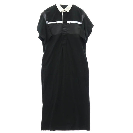 Sacai サカイ 26SS 26-08351 Cotton Jersey Dress コットンジャージ― シャツカラー 襟付き ワンピース ドレス ブラック系 2【中古】