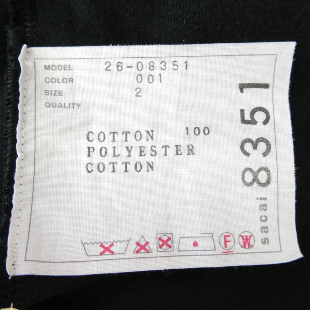 Sacai サカイ 26SS 26-08351 Cotton Jersey Dress コットンジャージ― シャツカラー 襟付き ワンピース ドレス ブラック系 2【中古】