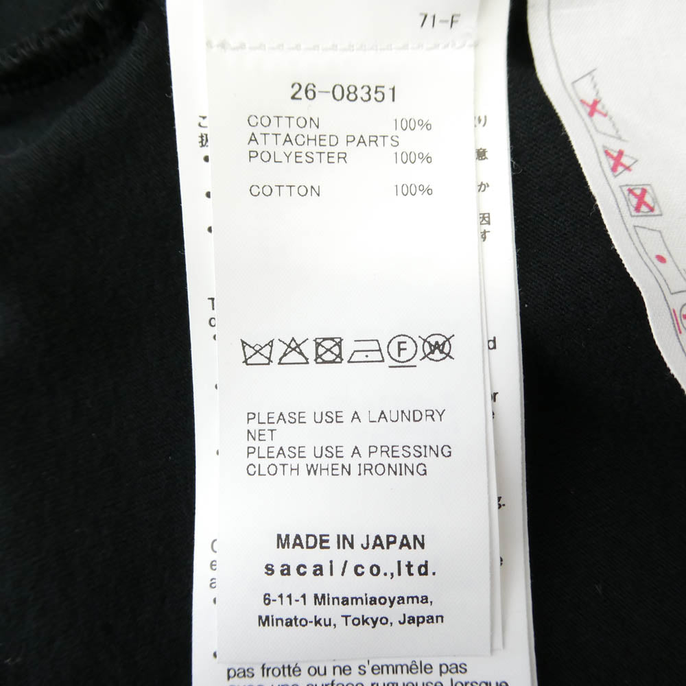 Sacai サカイ 26SS 26-08351 Cotton Jersey Dress コットンジャージ― シャツカラー 襟付き ワンピース ドレス ブラック系 2【中古】