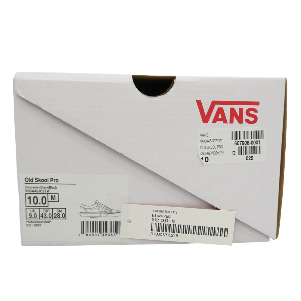 Supreme シュプリーム VANS バンズ 20AW VN0A45JC2YW x VANS バンズ ヴァンズ Old Skool Pro オールドスクール プロ スエード キャンバス スニーカー ブラック系 28cm【極上美品】【中古】