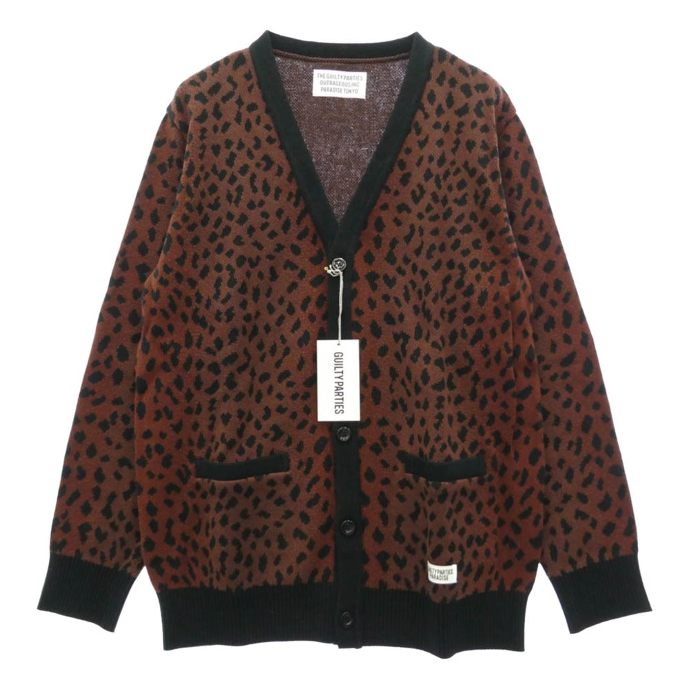 WACKO MARIA ワコマリア 20SS-WMK-KN07 LEOPARD CARDIGAN レオパード ニット カーディガン ブラウン系 ブラック系 L【美品】【中古】