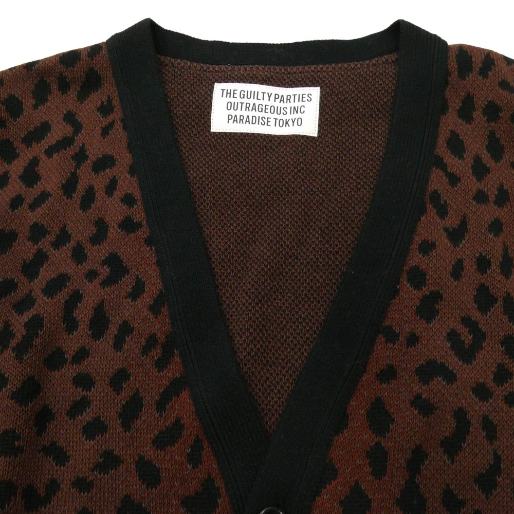 WACKO MARIA ワコマリア 20SS-WMK-KN07 LEOPARD CARDIGAN レオパード ニット カーディガン ブラウン系 ブラック系 L【美品】【中古】