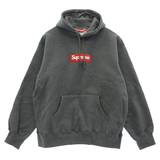 Supreme シュプリーム 21AW Box Logo Hooded Sweatshirt ボックスロゴ フーデッド スウェットシャツ フーディー パーカー グレー系 L【極上美品】【中古】
