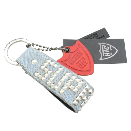 Supreme シュプリーム 23SS × HTC Hollywood Trading Company Studded Keychain スタッズ デニム キーチェーン ライトブルー系 シルバー系 2.5×7.6cm【中古】