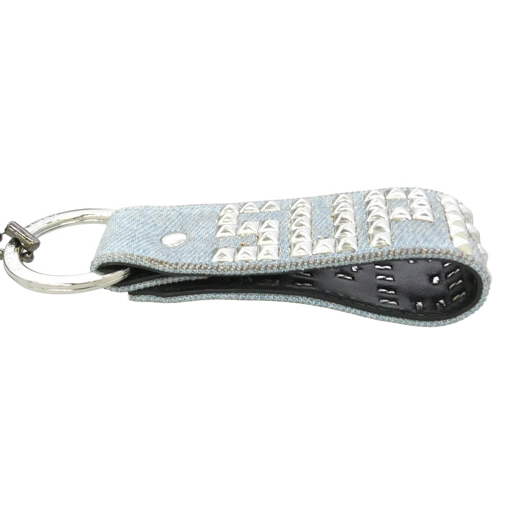 Supreme シュプリーム 23SS × HTC Hollywood Trading Company Studded Keychain スタッズ デニム キーチェーン ライトブルー系 シルバー系 2.5×7.6cm【中古】