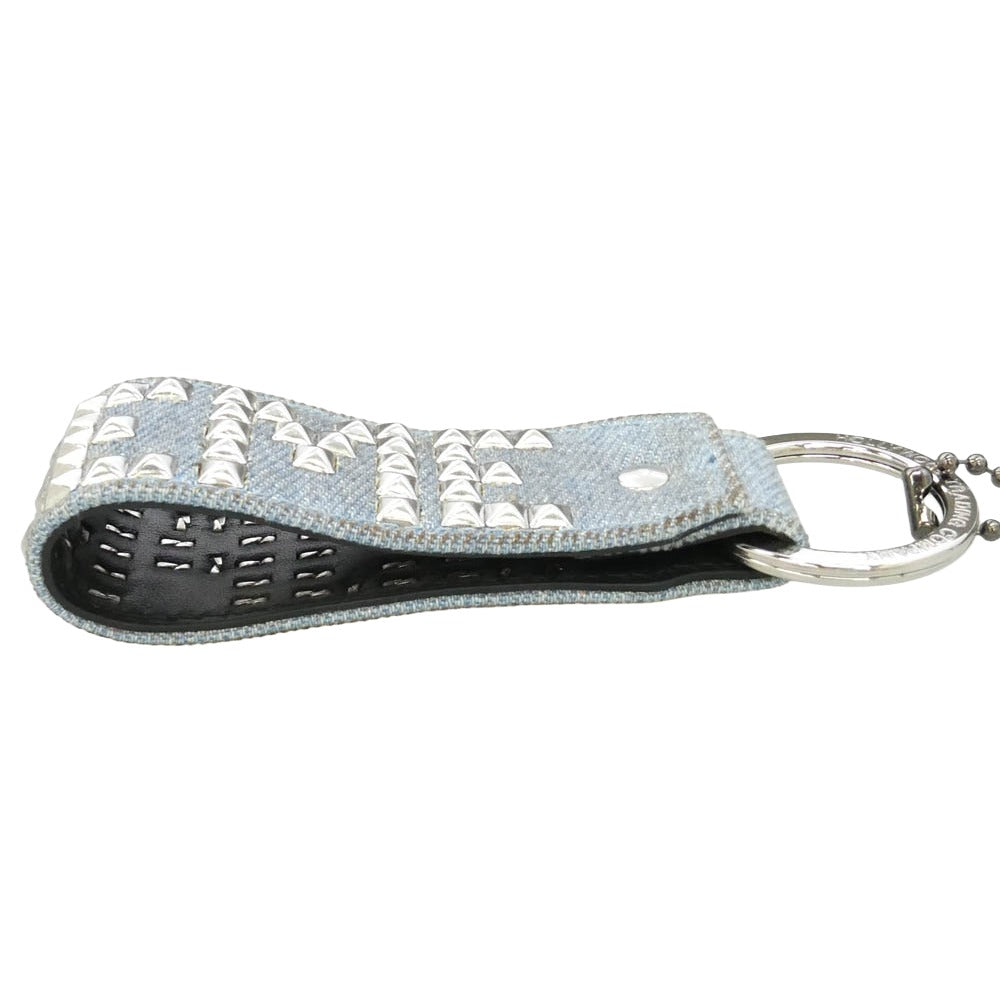 Supreme シュプリーム 23SS × HTC Hollywood Trading Company Studded Keychain スタッズ デニム キーチェーン ライトブルー系 シルバー系 2.5×7.6cm【中古】
