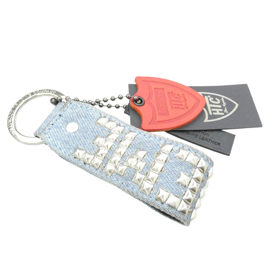 Supreme シュプリーム 23SS × HTC Hollywood Trading Company Studded Keychain スタッズ デニム キーチェーン ライトブルー系 シルバー系 2.5×7.6cm【中古】
