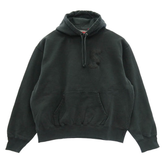 Supreme シュプリーム 23SS Overdyed S Logo Hooded Sweatshirt 加工 S ロゴ フーデッド フーディ プルオーバー スウェット パーカー チャコール系 S【中古】