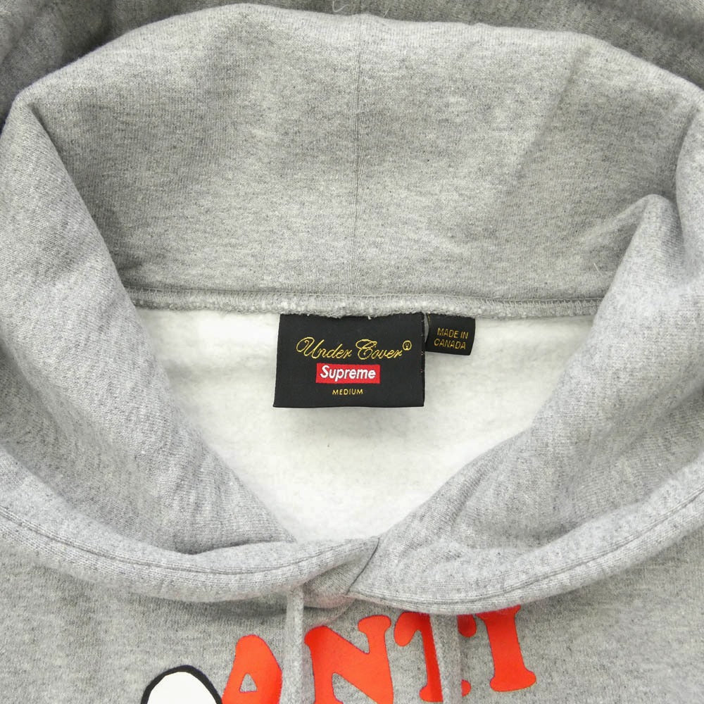 Supreme シュプリーム UNDERCOVER アンダーカバー 23SS × UNDERCOVER アンダーカバー Anti You Hooded Sweatshirt アンティ ユー フーディー スウェットシャツ プルオーバー パーカー グレー系 M【美品】【中古】