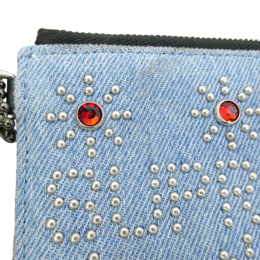 Supreme シュプリーム 23SS × HTC Hollywood Trading Company Studded Wallet ハリウッド トレーディング カンパニー スタッディド スタッズ ウォレット デニム 財布 ライトブルー系 レッド系【中古】