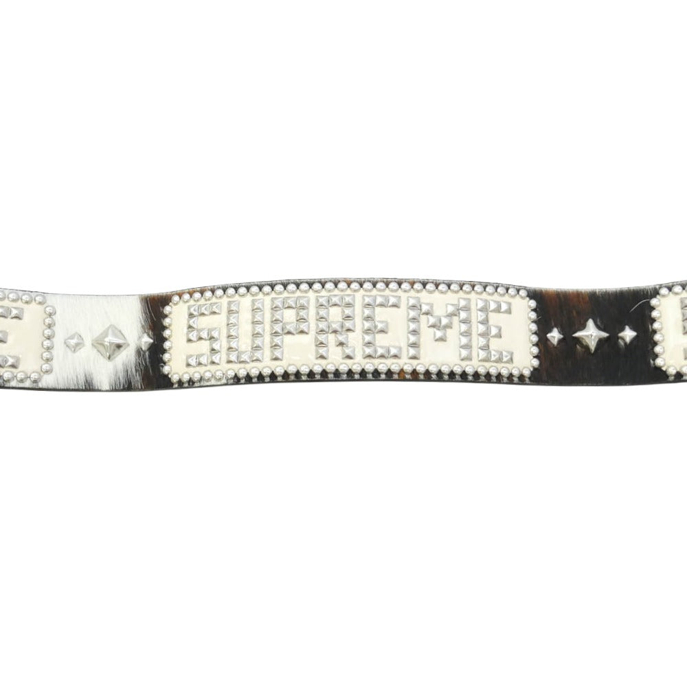 Supreme シュプリーム 23SS × HTC Hollywood Trading Company Studded Belt スタッズ ハラコ レザー ベルト ブラック系 ホワイト系 シルバー系 M【中古】