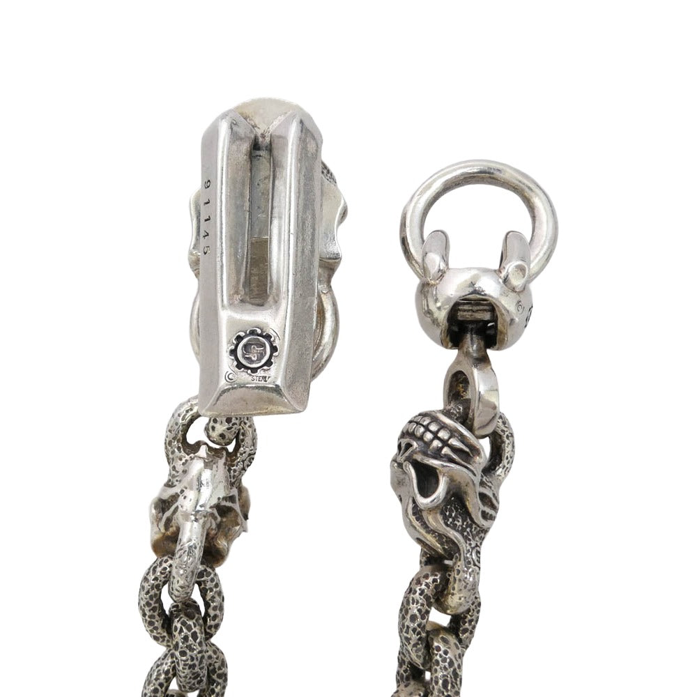 STARLIN GEAR スターリンギア ギャランティ付属 Wallet chain 6 hothead skull Texture link hothead keeper 6 ホットヘッドスカル テクスチャリンク ホットヘッド キーパー ウォレットチェーン シルバー系【中古】