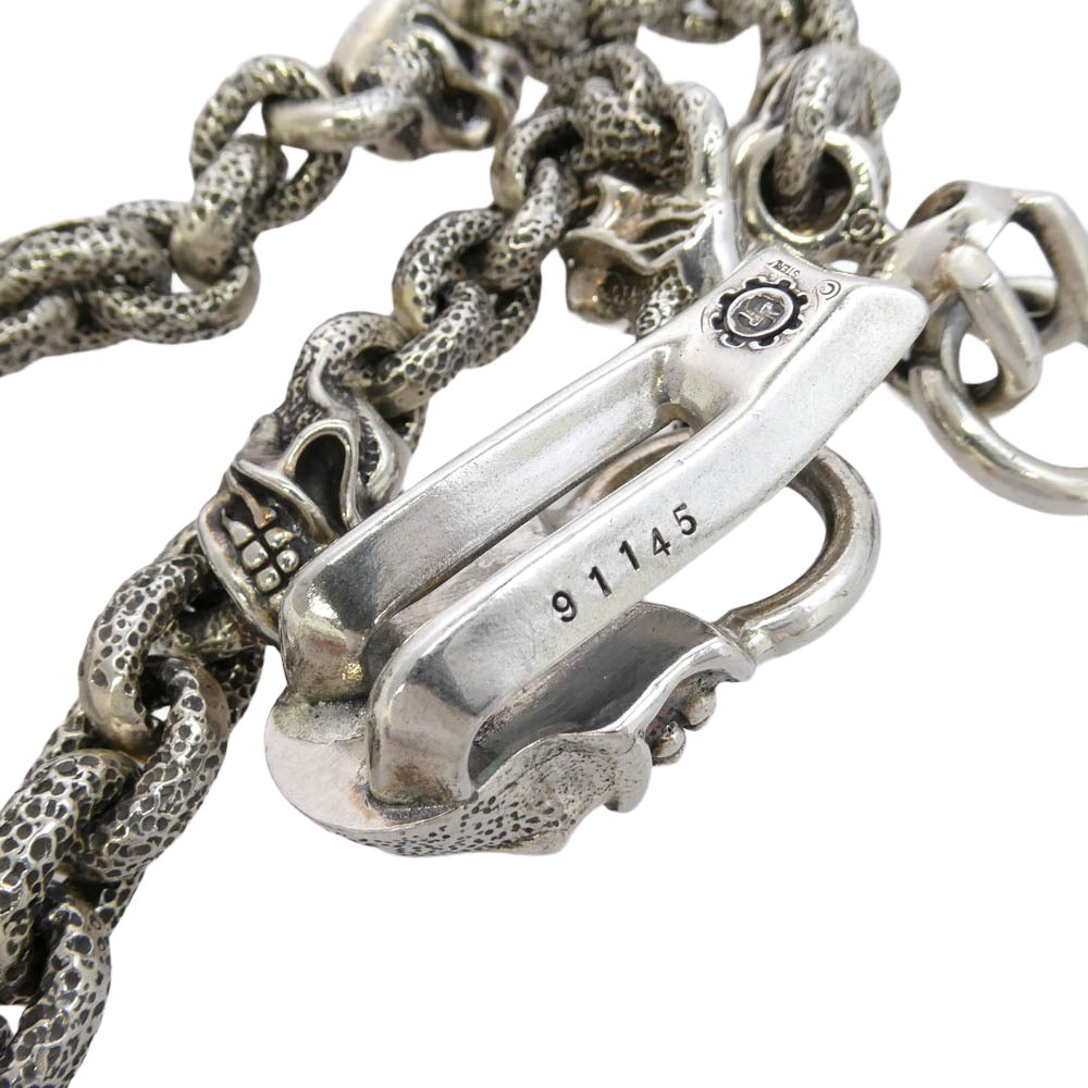 STARLIN GEAR スターリンギア ギャランティ付属 Wallet chain 6 hothead skull Texture link hothead keeper 6 ホットヘッドスカル テクスチャリンク ホットヘッド キーパー ウォレットチェーン シルバー系【中古】
