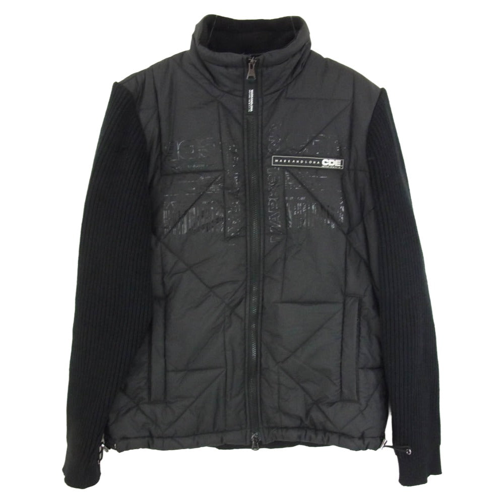 MARK&LONA マークアンドロナ MCM-4C-AD58 ニット切替 ロゴプリント 中綿 ジップアップ ジャケット ブラック系 46【中古】